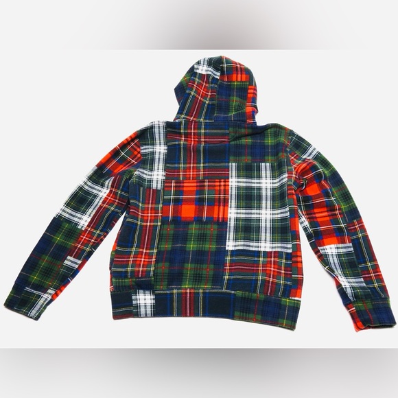 Polo Ralph Lauren Patchwork Plaid Fleece Hoodie Men’s Sz Small Pullover - Picture 8 of 13